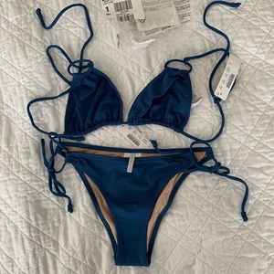 J Crew Playa blue bikini top small, bottom xs